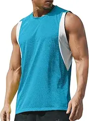 [Generic] Muscle Fit Compression Vest Solid Color Combination Color Quick Drying Tops Mens Relaxed Breathable Leisure Fitness Sleeveless Running Vest for Summer Gym Workout M-3XL