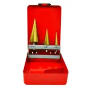 3 Piece High Speed Steel Step Drill Bit Set for Metal and Plastic Drilling