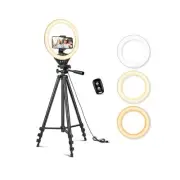 Sensyne 10'' Ring Light with 50'' Extendable Tripod Stand, LED Circle Lights ...
