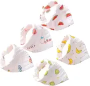 Yardwe 5pcs Saliva Bibs Cotton Muslin Drool Towels for Newborns Boys and Girls