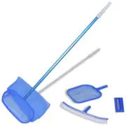 Pool Cleaning Set Brush and 2 Leaf Skimmers with Telescopic Pole