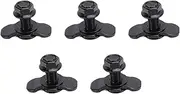 5 Pcs L Track Double Lug Threaded Stud Nut Fitting Tie Down Used with L Track Rail for Truck Bed, M10 X 30mm Trailer Cargo Control Pickup RV ATV Bearing Carbon Steel (Black)