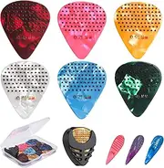 Non-slip Guitar Picks, 0.46 0.71 0.96mm Includes Thin Medium Heavy Guitar Picks,15pcs Variety Colorful Celluloid Plectrums with Guitar Picks Holder and Storage Case (15)