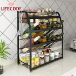 【LIFECODE】《收納王》304不鏽鋼炭黑-四層置物架/調料架-寬35CM