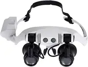 Jeweler Loupe Magnifying Glasses Headband Magnifier Head Mount Magnifier 10X 15X 20X 25X Jewelry Loop Eye Loupe Magnifier LED Illuminated Magnifier Page Book Magnifier Reading Watch Repair Tool Kit
