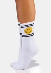 [MeMoi] Smiley Face Crew Socks