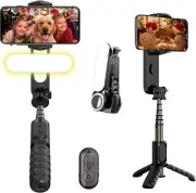 Selfie Stick with LED Light,Auto Face Tracking Tripod 360 Rotation with Stand Re