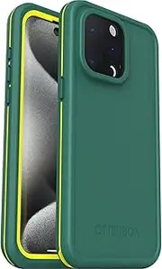 OtterBox Fre Case for iPhone 15 Pro Max for MagSafe, Waterproof (IP68), Shockproof, Dirtproof, Sleek and Slim Protective Case with Built in Screen Protector, x5 Tested to Military Standard, Green