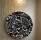 Black Agate Table, Home decor, Handmade Coffee dining table top, gemstone table