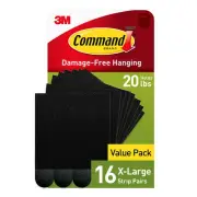 Command X-Large Picture Hanging Strips Black 16/Pack (17217BLK-16NA)