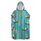 Truck Excavator Digger Crane Robot Hooded Swim Beach Poncho Towel Changing Robe