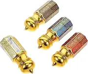 Gatuida 4pcs Mini Refillable Glass Essential Oil Roller Bottles with Elegant Caps Portable Fragrance Containers for Travel for Aromatherapy and Skincare
