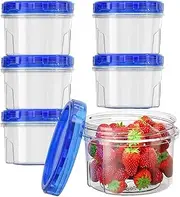 Plastic Food Storage Containers With Twist Top Lids, 6 Pack - 16 Oz Freezer Storage Containers, BPA Free, Stackable, Reusable, Microwave Freezer & Dishwasher Safe
