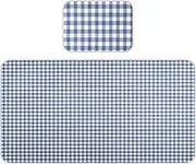 Blue and White Checkerboard Cooling Baby Crib Mattress Sheets 28" x 52" Breathable Bed Pads Washable for Kids, Adult