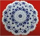 Lapis Lazuli Stone Inlay Work Coffee Table Top Round Marble Lawn Table for Home