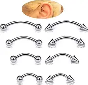 [Boernfnso] Eyebrow Piercing Jewelry ASTM F136 Titanium Curved Barbell Tiny Eyebrow Ring Vertical Labret Lip Jewelry Ear Rook Navel Small Belly Button Ring for Women Men 20g 16g 6mm/8mm/10mm/12mm