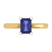 1Ct Emerald Cut Tanzanite Gold Solitaire Engagement Promise Wedding Bridal Ring