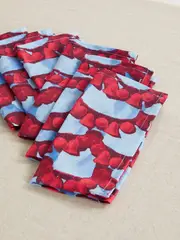 [La DoubleJ] La DoubleJ - Set Of Six Printed Linen Napkins - Red - One size One size Red