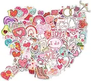 WD&CD Cute Valentine's Stickers, 100 Pcs Happy Valentine's Day Pink Sticker Pack Waterproof, Water Bottle/Phone/Skateboard/Laptop/Envelope Seals Paster Stickers for Decorations Love