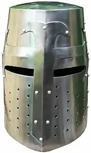 Korn NS 18 Gage Steel Helmet Knight Crusader Helmet Medieval Steel Armor Helmet New Gift, Silver