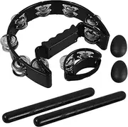 WESIEVYA 1 Set Beginner Percussion of Hand Bells Foot Tambourines Shaker Eggs Rhythm Rods for Home School Performance for Music Enthusiasts and Musicians