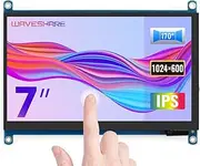 Waveshare 7inch HDMI LCD (H) Compatible with Raspberry Pi,Resolution can be configured Through Software(up to 1920x1080),Hardware Resolution 1024x600 IPS Capacitive Touch Screen(Without Back Case)