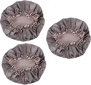 HONITANO 3Pcs Bath Caps for Women Durable Double Layer Shower Caps Elastic Band Design for All Head for Cooking and Spa Stylish Grey Color