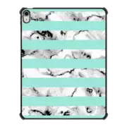 iPad Air 13-inch (M2/M3) iPad Impact Case Mint and White Marble Stripes