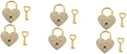 HYTROVE 3sets Rhinestones Heart Shaped Padlocks with Keys Decorative Metal Locks for Jewelry Box Luggage and Wishing Locks for Couples Scenic Spots 2pcs*3