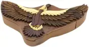 Hawk Handcrafted Carved Intarsia Wood Puzzle Box Jewelry Trinket Box