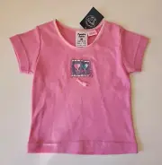 Pumpkin Patch Girls Pink Potted Hearts Printed Short Sleeve T Shirt Size 2 New