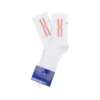 在飛比找momo購物網優惠-【MIZUNO 美津濃】襪子 男款 白 橘 長襪 高筒 運動