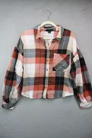 Sanctuary Plaid Long Sleeve Button Up Top-Size Large-New with Tags