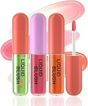 MKNZOME 3Pcs Colour Changing Liquid Blush - Clear to Pink Cheek Tint, Blushers for Cheeks Makeup, Moisturizing Cream Blush Oil, Long-Lasting Waterproof Formula, Smudge-Proof Makeup for Radiant Cheeks