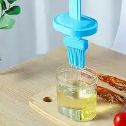 2Pcs Silicone Oil Bottle Brush Set，Contains Oil Bottle and Brush,Barbecue Brush,Vinegar Oil Basting Pastry Brush for Cooking, Baking, BBQ Grill (Blue+Pink
