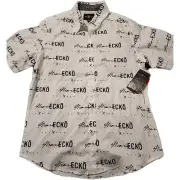 Marc Ecko Cut And Sew AOP Logo Mens Button-Down NWT Large