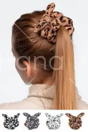 C.C Exclusive Women Teen Fashion Soft Stretchy Leopard Knit Hair Tie Scrunchies