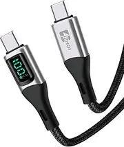 USB C Cable Display Watt USB C to USB C 100W Type C Cable Braided PD Fast Charging Cord Compatible with Galaxy S22 S21 Note 20 McaBook Huawei Matebook USB C Devices (2m,Silver)