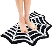 Spider Web Rug, 50x80cm Gothic Spider Web Bath Mat, Non-Slip Halloween Rug, Washable Goth Area Rugs for Front Door, Kitchen, Bedroom Halloween Decorations
