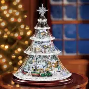 Bradford Exchange Thomas Kinkade Holiday Reflections Crystal Tree with Village