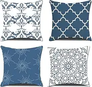 Cushion Covers 50cm x 50cm Blue Velvet 4pcs Double Print Soft Throw Pillow Case 20x20 inch Square Decorative Cushion Cover for Sofa Chair Patio Garden Blench Living Room Car Home Decor