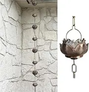 Rain Chains，Rain Catcher Chain ， Rain Chain Metal, Rain Catcher Chain Outdoor, Splash Prevent Lotus Rain Catcher for Replace Gutter(3.2m/9.8 ft)