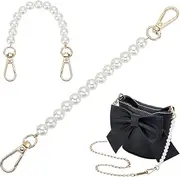 [PH PandaHall] Pack of 2 8.3 inch Pearl Chain Straps, Short Wallet Chain, Faux Pearl Handle Strap, Replacement Purse Chain Strap with Twist Clasps, for Handbag, Purse, Clutch, Carry Bag