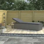 Rattan Pool Lounger With Cushion Sun Bed Garden Patio Outdoor Balcony Sunbed