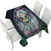 Casting The Runes White Haired Celtic Girl Tablecloth
