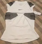 Nike Pro HyperStrong Men's Sm Football White 4-Pad Top Shirt AQ2733-100 NWT