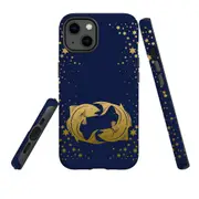 For Apple iPhone 13 Case, Armour Back Cover, Pisces Drawing