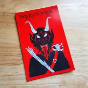 Vintage Style Krampus Holiday 4”x6” Postcard (Red Design)