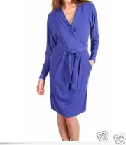 Tahari Size 10 Betsey Matte Jersey Blue Periwinkle Wrap Dress Msrp $124.00