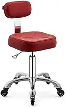 Saddle Stool,Adjustable Rolling Stool,Saddle Stool Chairs Support Ergonomic for Studio Kitchen Dining Living Bistro Spa(with backrest)